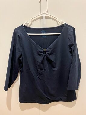 Talbots Petites Navy Twist-Front Long Sleeve Top used